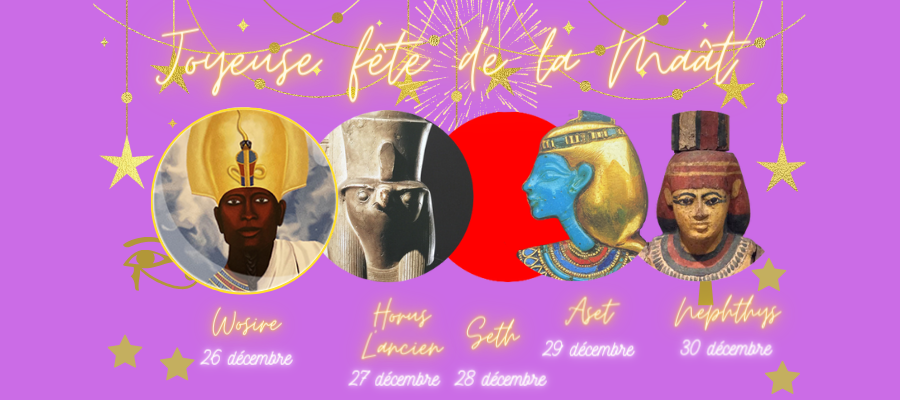 affiche Fête de la Maât 2023 avec les 5 divinités épagomènes